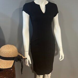 Rolls coasta midi little black dress weigh pockets fitted made in Mexico sz LG